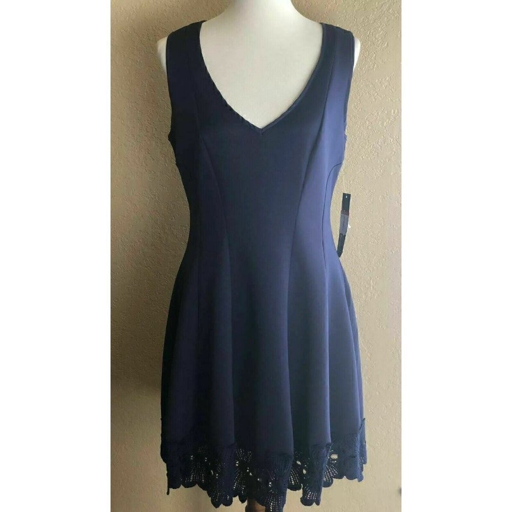 The Vanity Room Women's Black V-Neck  Sleeveless Dress Size S